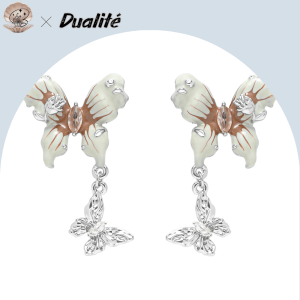 Blue & White Hand-Painted Butterfly Earrings