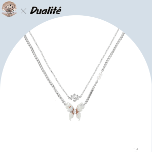 Blue & White Hand-Painted Butterfly Earrings Double Line