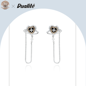 Noir Heart Tassel Drop Earrings