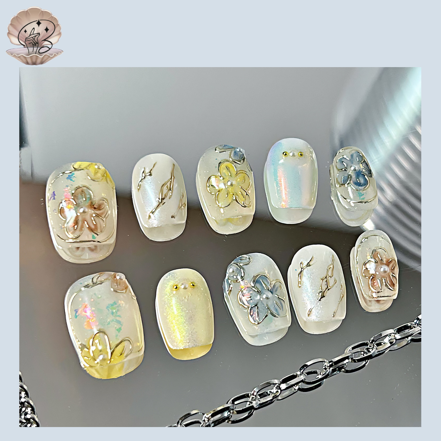 No.101 SEA Nail Handmade Press On Nails Set