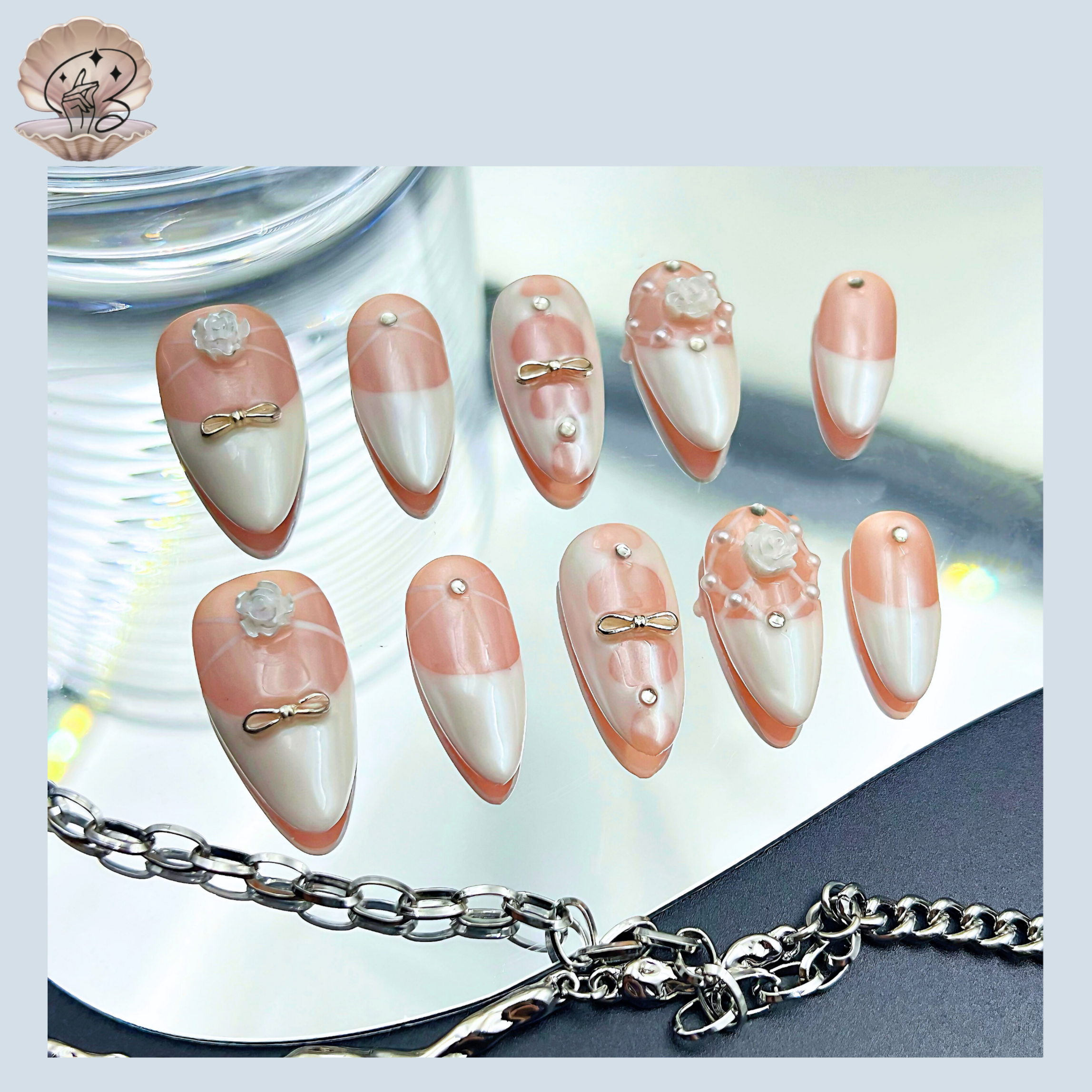 No.136 SEA Nail Handmade Press On Nails Set